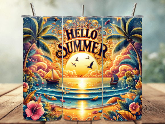 Download Hello Summer Beach Tumbler Wrap PNG - Tumbler wrap Collection