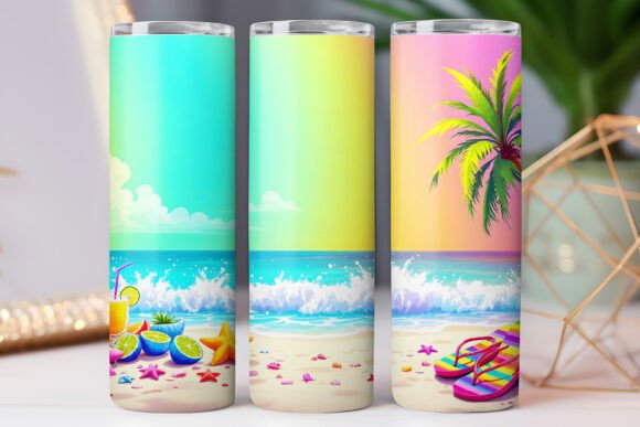 Download Summer Beach Tumbler Wrap 20oz Skinny - Tumbler wrap Collection