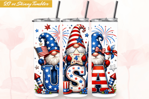 Download 4th of July Gnome 20oz Tumbler Wraps PNG - Tumbler wrap Collection
