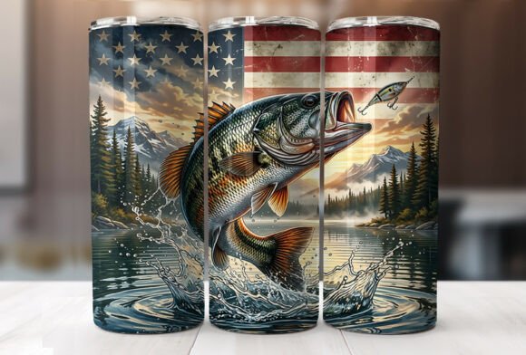 Download Patriotic Bass Fishing 20oz Tumbler Wrap - Tumbler wrap Collection