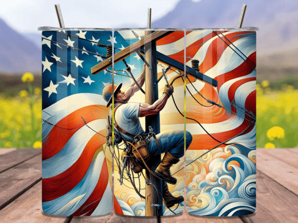 Download Patriotic Lineman Gift Tumbler Wrap PNG - Tumbler wrap Collection