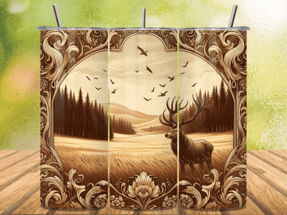 Download Vintage Engraved Deer Tumbler Wrap - Tumbler wrap Collection