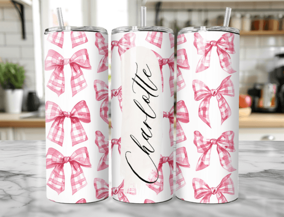 Download Seamless Pink Ribbons Name Tumbler Wrap - Tumbler wrap Collection