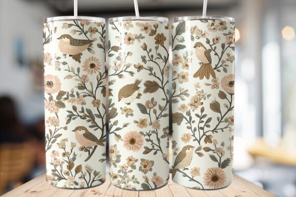 Download Vintage Bird &amp; Flowers Tumbler Wrap - Tumbler wrap Collection