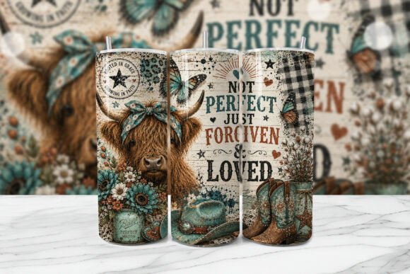 Download Forgiven Loved Highland Cow Tumbler Wrap - Tumbler wrap Collection