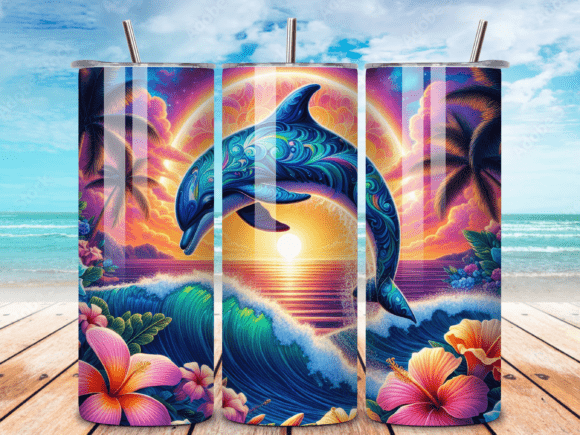 Download Summer Dolphin Tumbler Wrap Design PNG - Tumbler wrap Collection