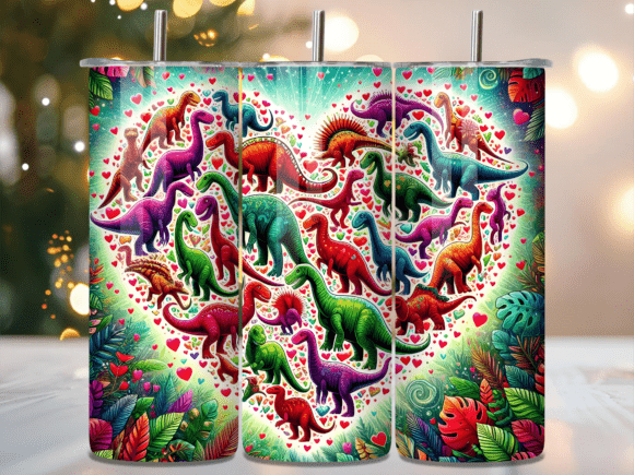 Download Dinosaur Heart Shape Jungle Tumbler Wrap - Tumbler wrap Collection