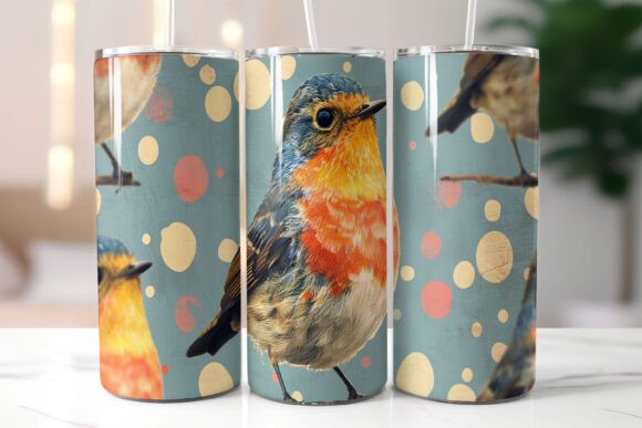 Download Robin Bird Seamless Pattern Tumbler Wrap - Tumbler wrap Collection