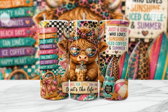 Download Summer Highland Cow Tumbler Wrap PNG - Tumbler wrap Collection