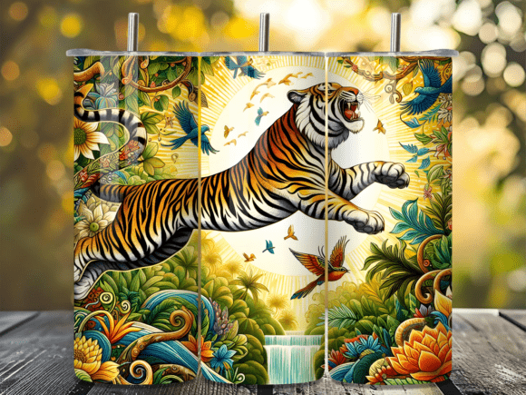 Download Tiger in Golden Jungle Tumbler Wrap - Tumbler wrap Collection