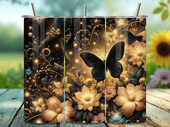 Download Luxury Gold Black Butterfly Tumbler Wrap - Tumbler wrap Collection