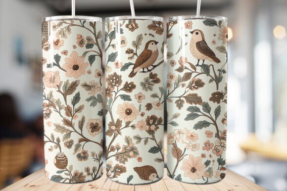 Download Vintage Bird &amp; Flowers Tumbler Wrap - Tumbler wrap Collection