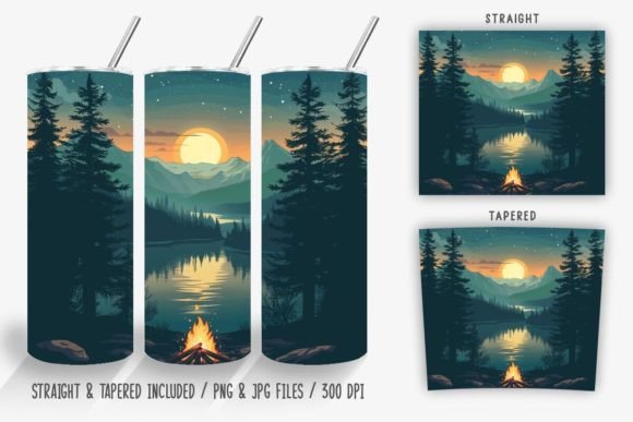Download Campfire on the Lake Tumbler Wrap - Tumbler wrap Collection