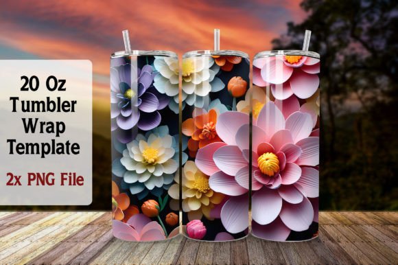 Download Multicolor Flower 20oz Tumbler Wrap - Tumbler wrap Collection