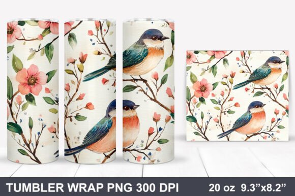 Download Bird and Flowers Tumbler Wrap - Tumbler wrap Collection