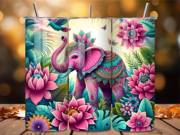 Download Pink Elephant Floral Jungle Tumbler Wrap - Tumbler wrap Collection