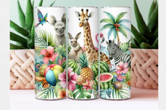 Download Watercolor Tropical Animal Tumbler Wrap - Tumbler wrap Collection