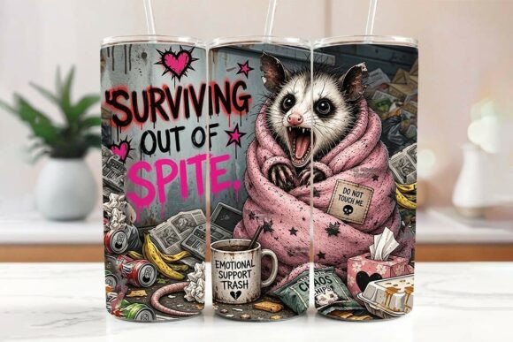 Download Cute Opossum 20oz Skinny Tumbler Wrap - Tumbler wrap Collection