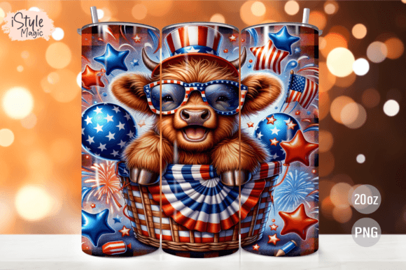 Download Patriotic Highland Cow Tumbler Wrap - Tumbler wrap Collection