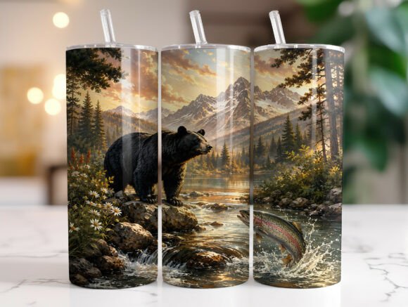 Download Black Bear 20 Oz Skinny Tumbler Wrap - Tumbler wrap Collection