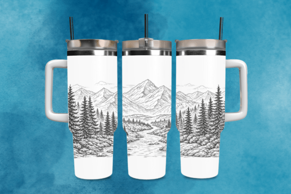Download Mountain River Laser Tumbler Wrap SVG - Tumbler wrap Collection