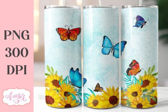 Download Flowers and Butterflies Tumbler Wrap PNG - Tumbler wrap Collection