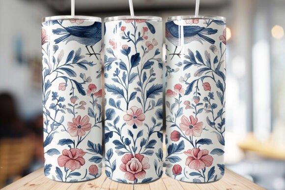 Download Vintage Bird &amp; Flowers Tumbler Wrap - Tumbler wrap Collection