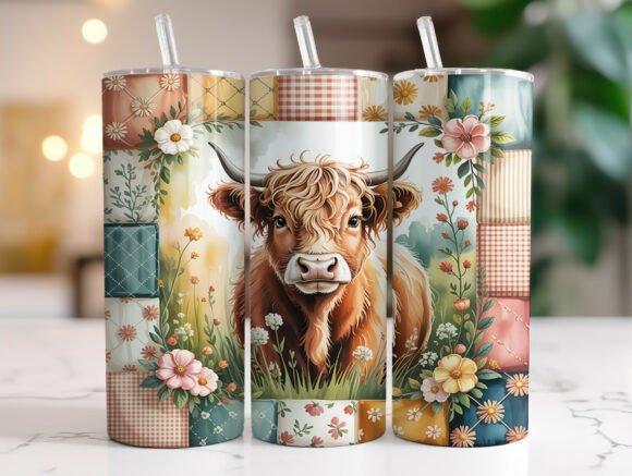 Download Floral Western Highland Cow Tumbler Wrap - Tumbler wrap Collection