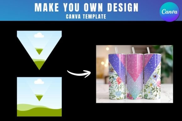 Download V Split Tumbler Wrap Canva Template - Tumbler wrap Collection
