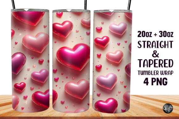 Download 3D Inflated Hearts 20oz Tumbler Wrap Sub - Tumbler wrap Collection