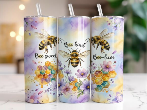 Download Bee 20oz Skinny Tumbler Wrap Sublimation - Tumbler wrap Collection