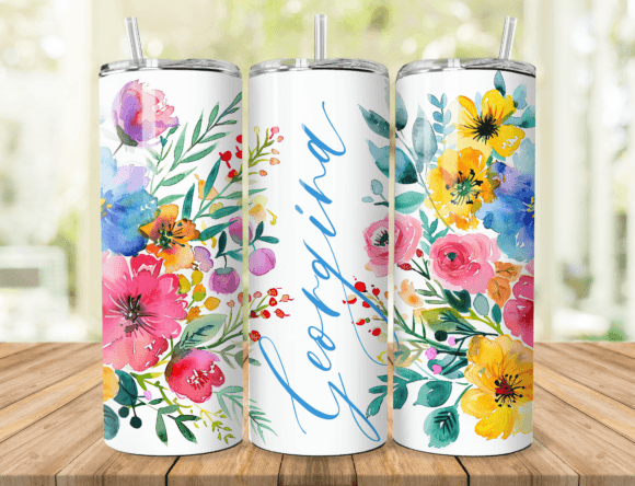 Download Wildflower Watercolor Name Tumbler Wrap - Tumbler wrap Collection