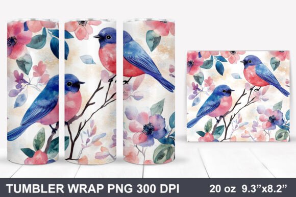 Download Bird and Flowers Tumbler Wrap - Tumbler wrap Collection