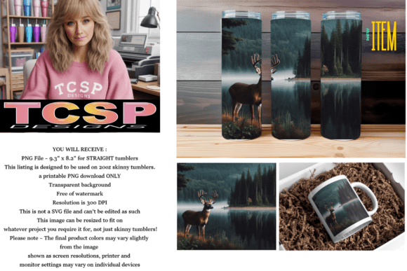 Download Deer at Lake Tumbler Wrap - Tumbler wrap Collection
