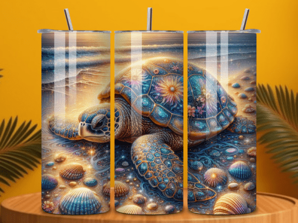 Download Glitter Sea Turtle Beach Tumbler Wrap - Tumbler wrap Collection