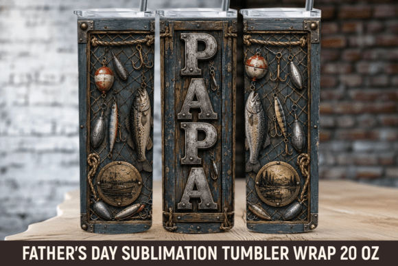 Download Fishing Papa Tumbler Wrap, Fathers Day - Tumbler wrap Collection