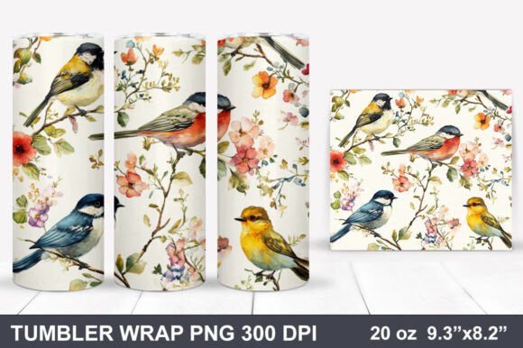 Download Bird and Flowers Tumbler Wrap - Tumbler wrap Collection