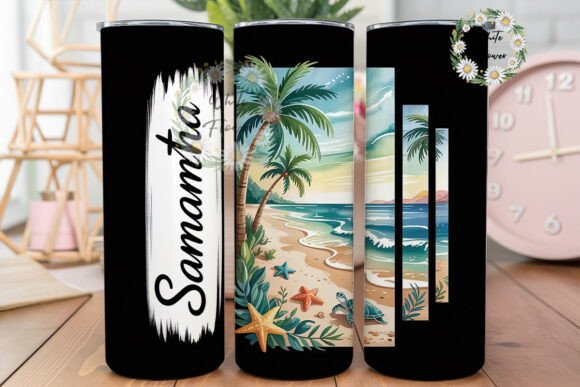 Download Tropical Beach Personalized Tumbler Wrap - Tumbler wrap Collection