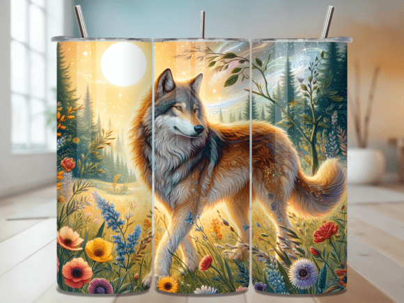 Download Nature Sunlit Forest Wolf Tumbler WRAP - Tumbler wrap Collection