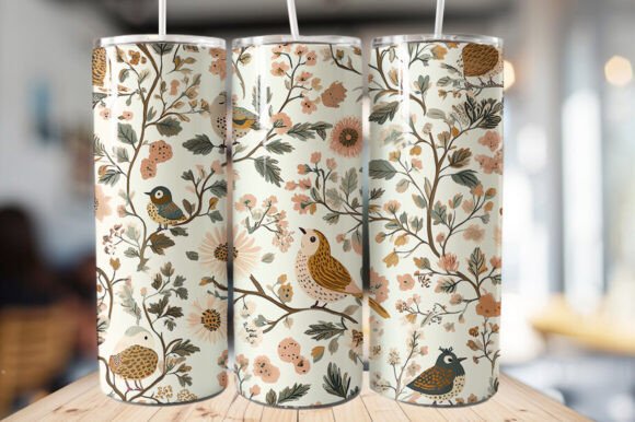Download Vintage Bird &amp; Flowers Tumbler Wrap - Tumbler wrap Collection
