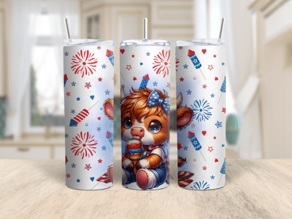 Download July 4th Highland Cow 20oz Tumbler Wrap - Tumbler wrap Collection