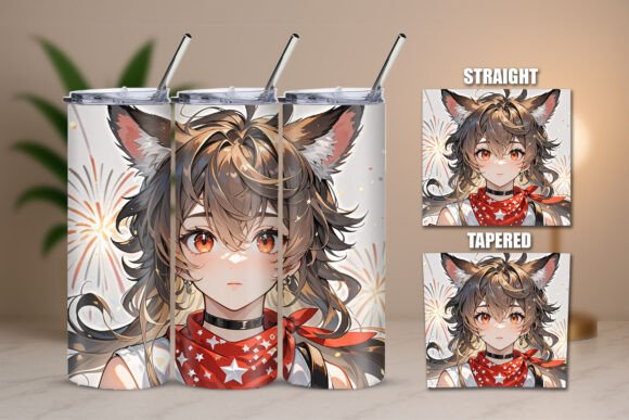 Download Anime Furry Ear Girl Art Tumbler Wrap - Tumbler wrap Collection