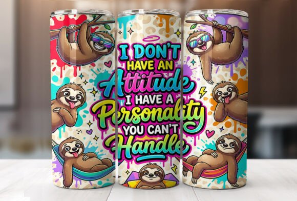 Download Funny Sloth Quote 20oz Tumbler Wrap PNG - Tumbler wrap Collection