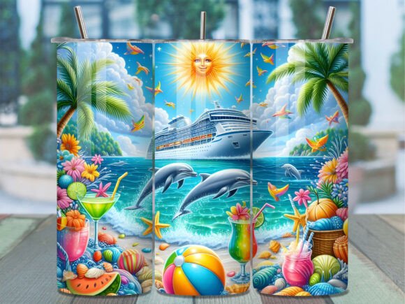 Download Dolphin Cruise Ship Beach Tumbler Wrap - Tumbler wrap Collection