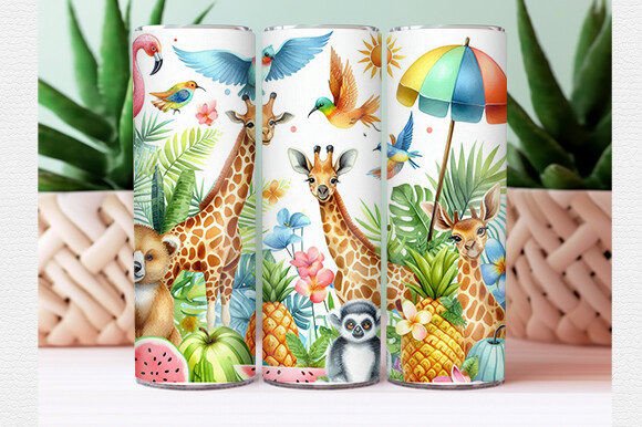 Download Watercolor Tropical Animal Tumbler Wrap - Tumbler wrap Collection