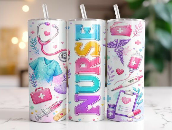 Download Pastel Nurse 20oz Skinny Tumbler Wrap - Tumbler wrap Collection