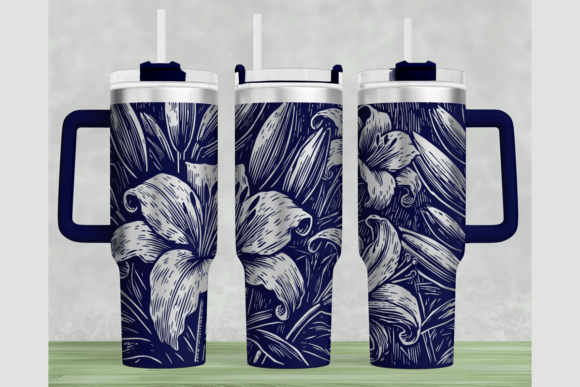 Download Lilies 40oz Laser Tumbler Wrap SVG - Tumbler wrap Collection