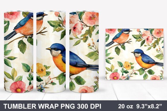 Download Bird and Flowers Tumbler Wrap - Tumbler wrap Collection
