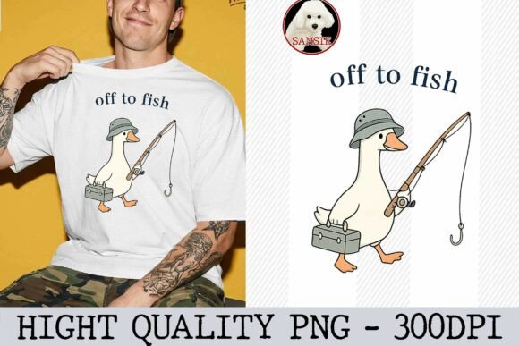 Download Funny Fishing Goose off to Fish Vintage - Premium Resources
