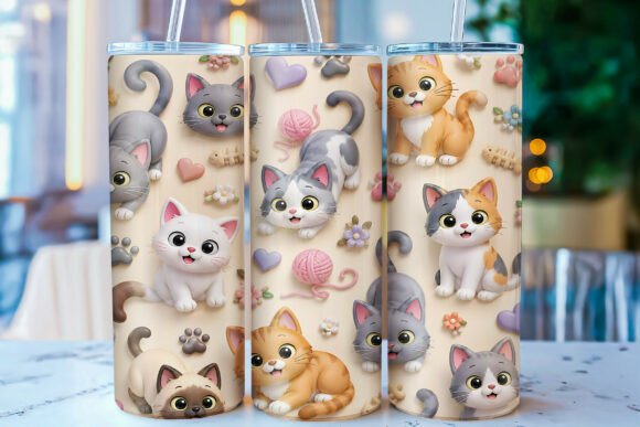 Download Inflated Kawaii Cat 20 Oz Tumbler Wrap - Tumbler wrap Collection